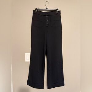 HALARA Black High-Rise Wide-Leg Button-Front Pants